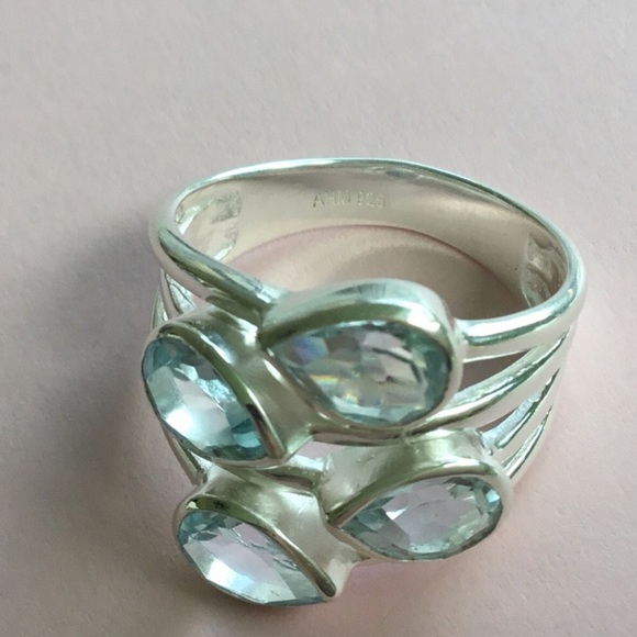 Genuine Blue Topaz .925 Sterling Silver Ring - Picture 13 of 16